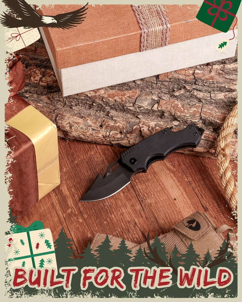 FLISSA Mini Folding Pocket Knife, 2.5-Inch Stainless Steel Drop Point Blade, EDC Pocket Knives for Men with Bottle Opener and Glass Breaker (Black) - Image 2
